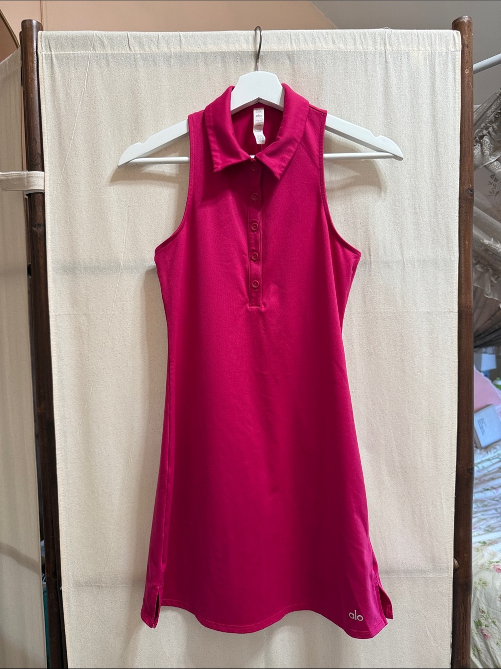 ALO Yoga Sleeveless Polo Dress in Hot Pink